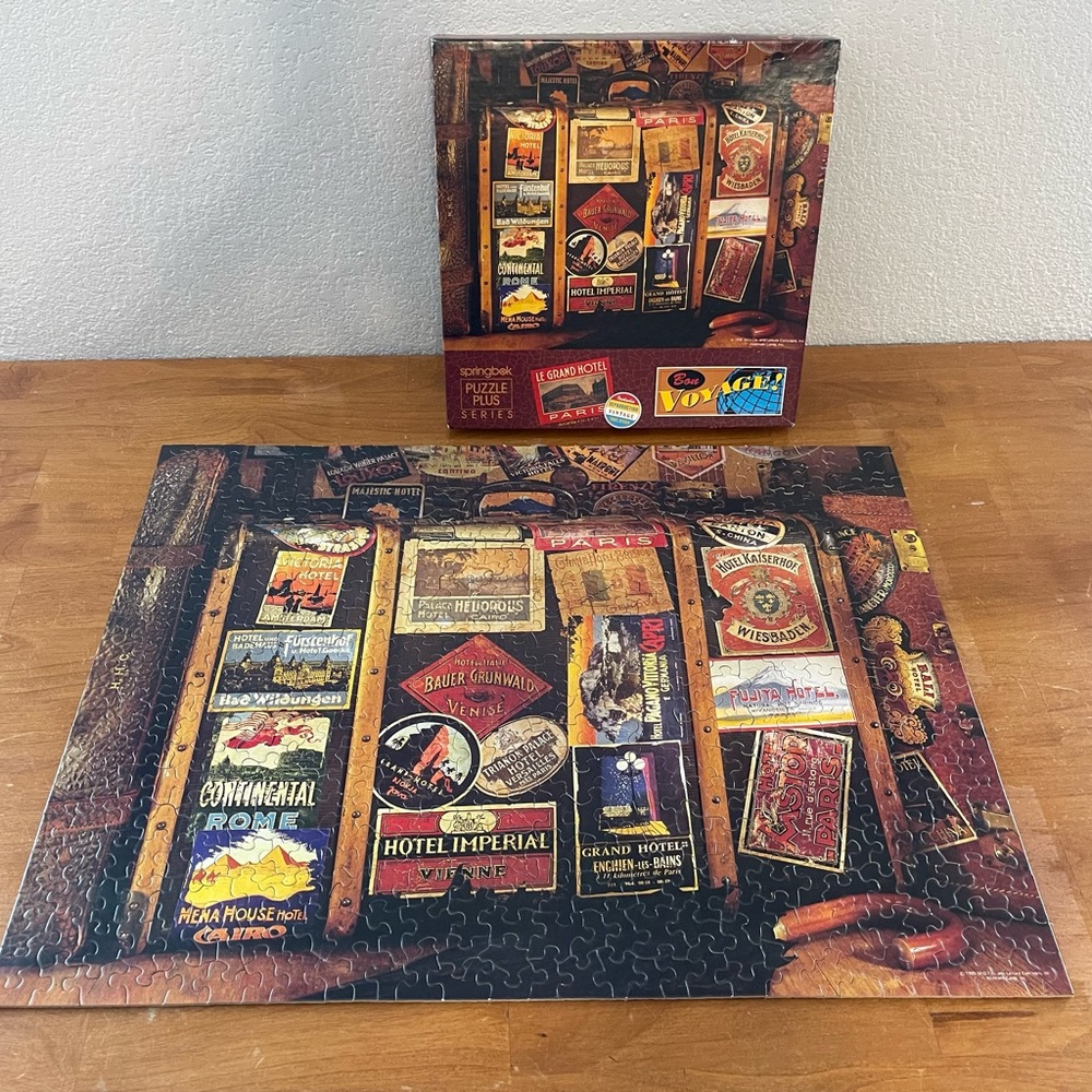 Springbok 500 Piece Jigsaw.  Bon Voyage Travel Stickers 1990
